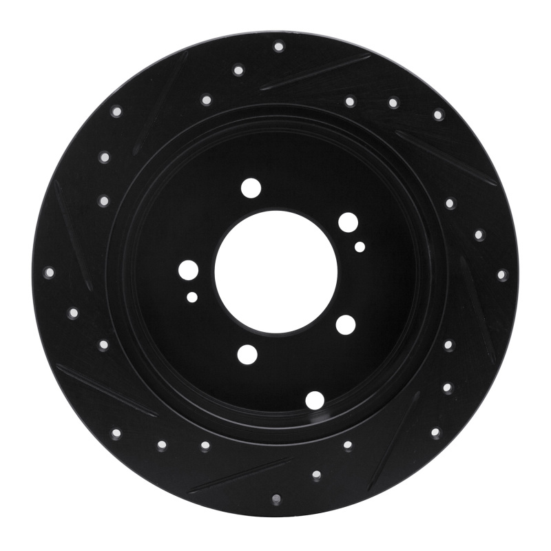 Mitsubishi Lancer Brake Rotor (1) - Rear Right - R1 Concepts - Drilled & Slotted - Black - `07-`15